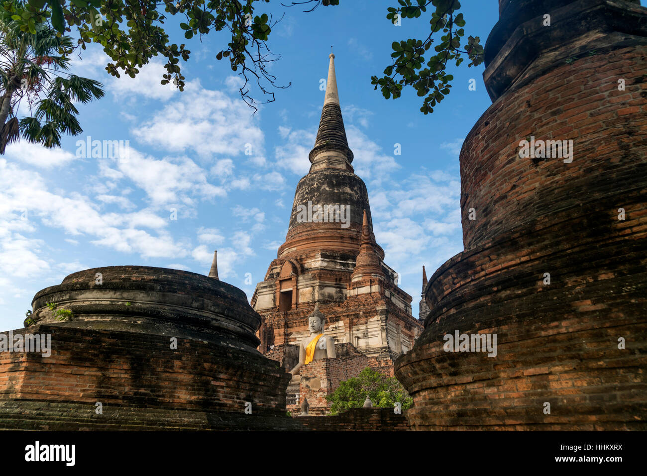 Chedi des Wat Yai Chai Mongkons, Ayutthaya historischen Park, Thailand, Asien Stockfoto