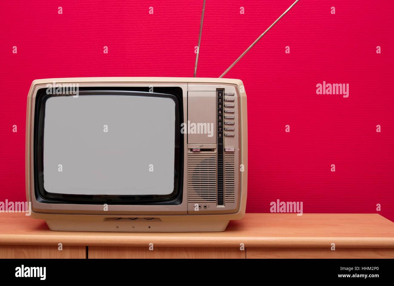 Zimmer, Jahrgang, Fernsehen, tv, Fernseher, Retro, Satz, alte, Schrank, Programm, Stockfoto