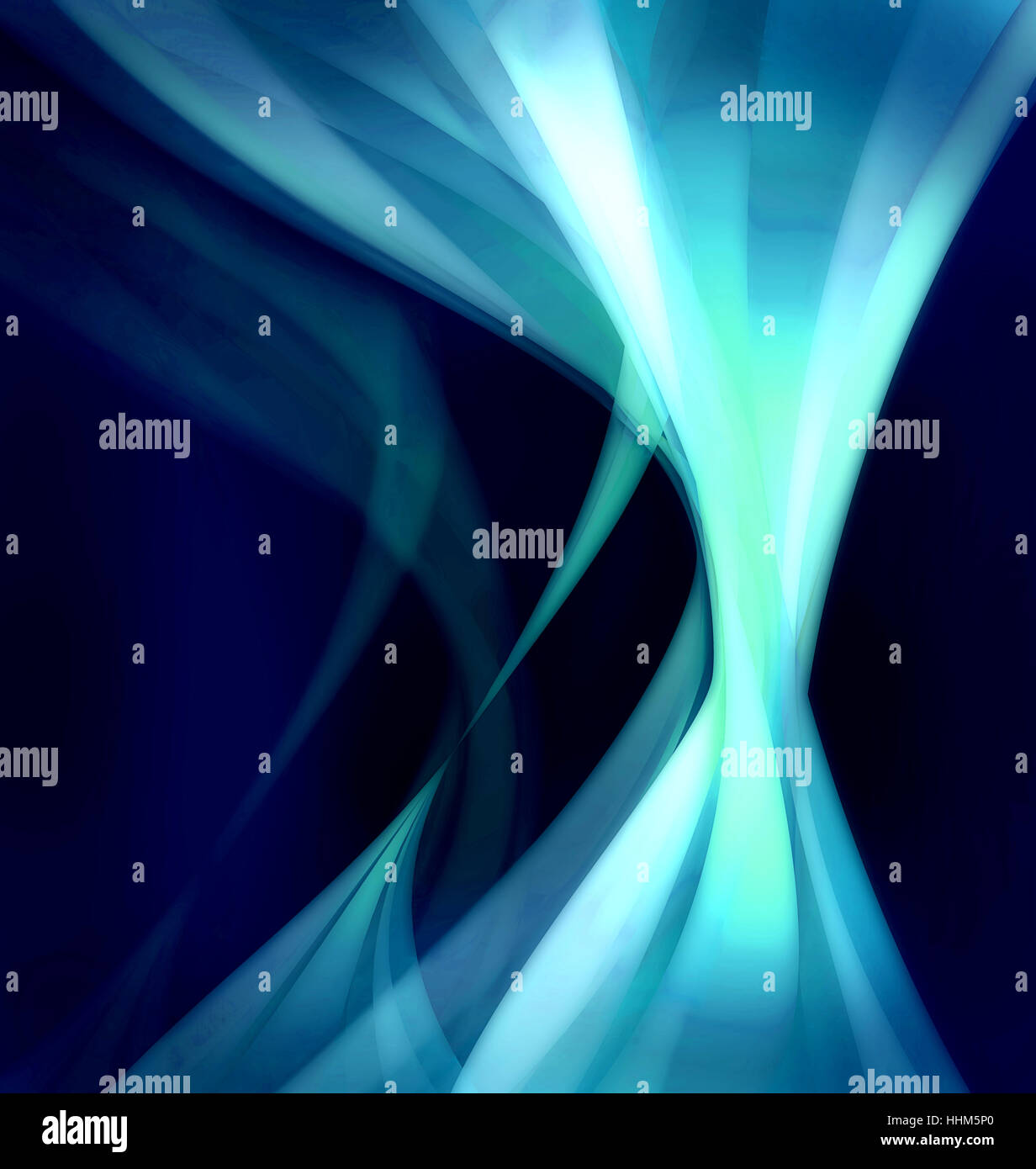 Digitale Illustration: dynamische Abstract Background mit schwimmenden organischen, wellenartigen Formen, hoher Kontrast, lebendige Farben Stockfoto