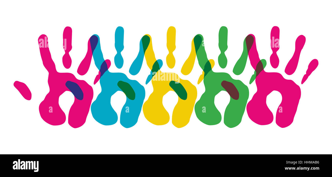 Multicolor kreative Vielfalt Hände isolierten Symbol. Vektor-Illustration für einfache Handhabung und individuelle Färbung geschichtet. Stockfoto