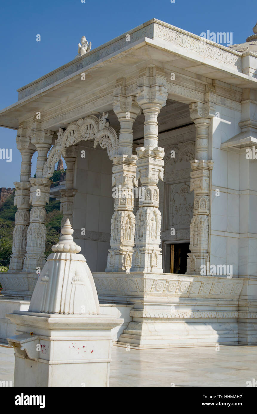 Architektonische Konstruktion der Tempel Birla Mandir nach Jaipur Indien, Architektur, Artstica, schöne, Birla, Geschichte, jaipur Stockfoto