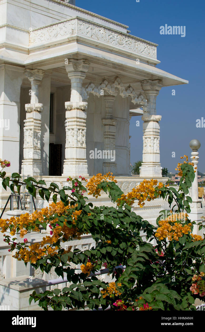 Architektonische Konstruktion der Tempel Birla Mandir nach Jaipur Indien, Architektur, Artstica, schöne, Birla, Geschichte, jaipur Stockfoto