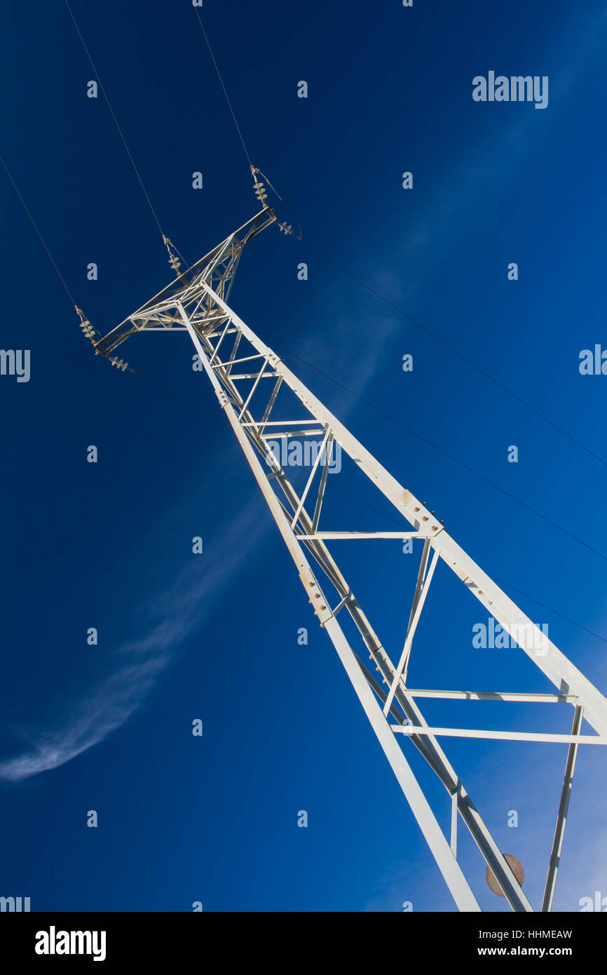 Bahnhof, blau, Turm, Strahl, Energie, Energie, Strom, Strom, Stockfoto