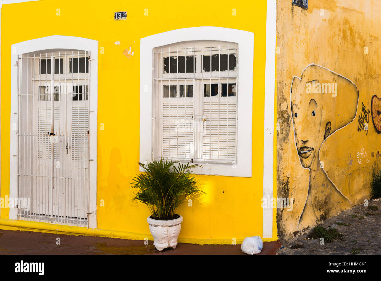 Bunte Hauswand, Olinda, UNESCO-Weltkulturerbe, Bundesstaat Pernambuco, Brasilien, Südamerika Stockfoto