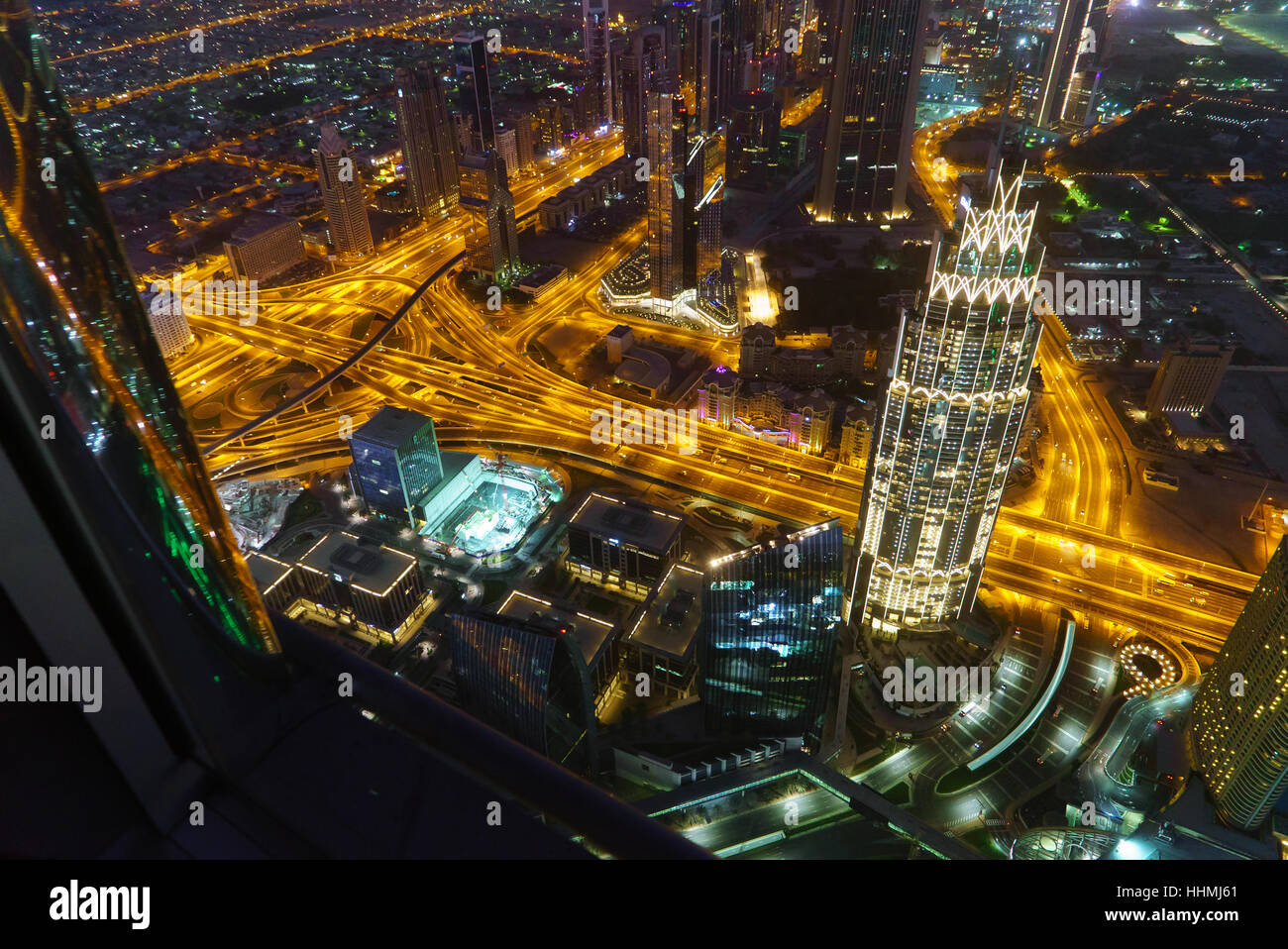 Dubai Nacht Luftbild Stadtbild Stockfoto