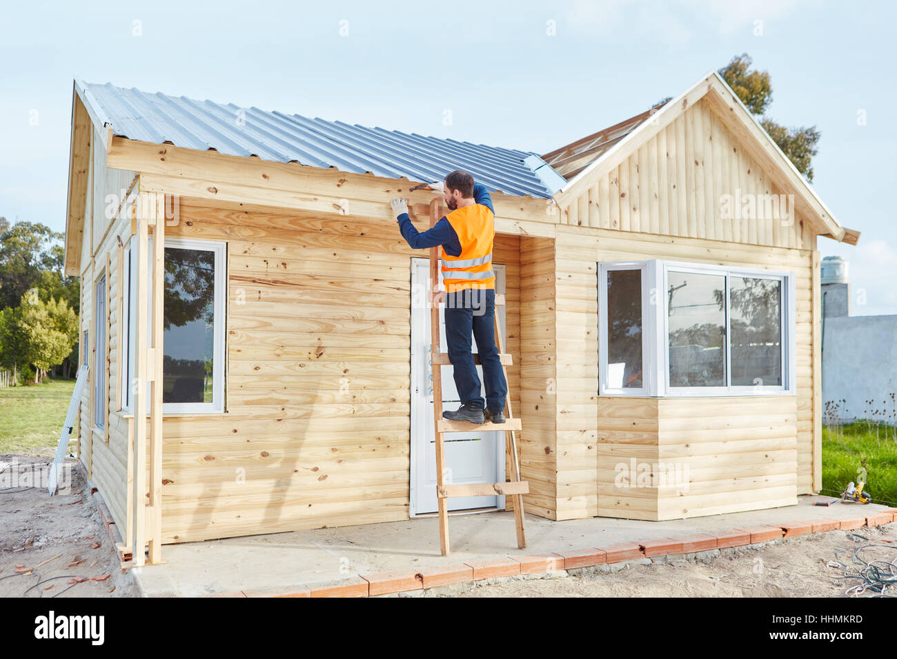 Bau des neuen Woodhouse als Sommerhaus Urlaub Stockfoto