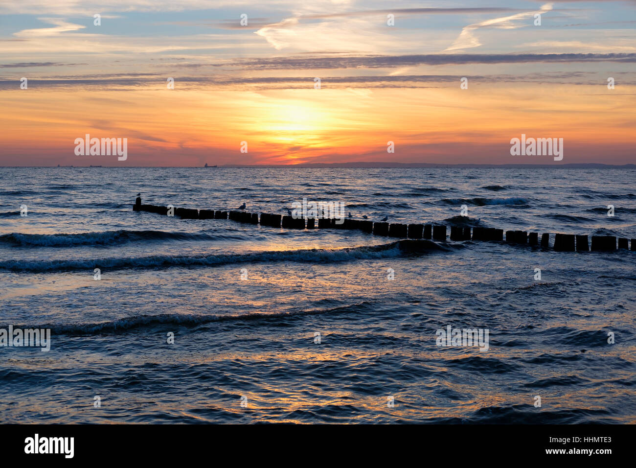 Sunrise, Ostsee, Bansin, Usedom, Mecklenburg-Western Pomerania, Deutschland Stockfoto