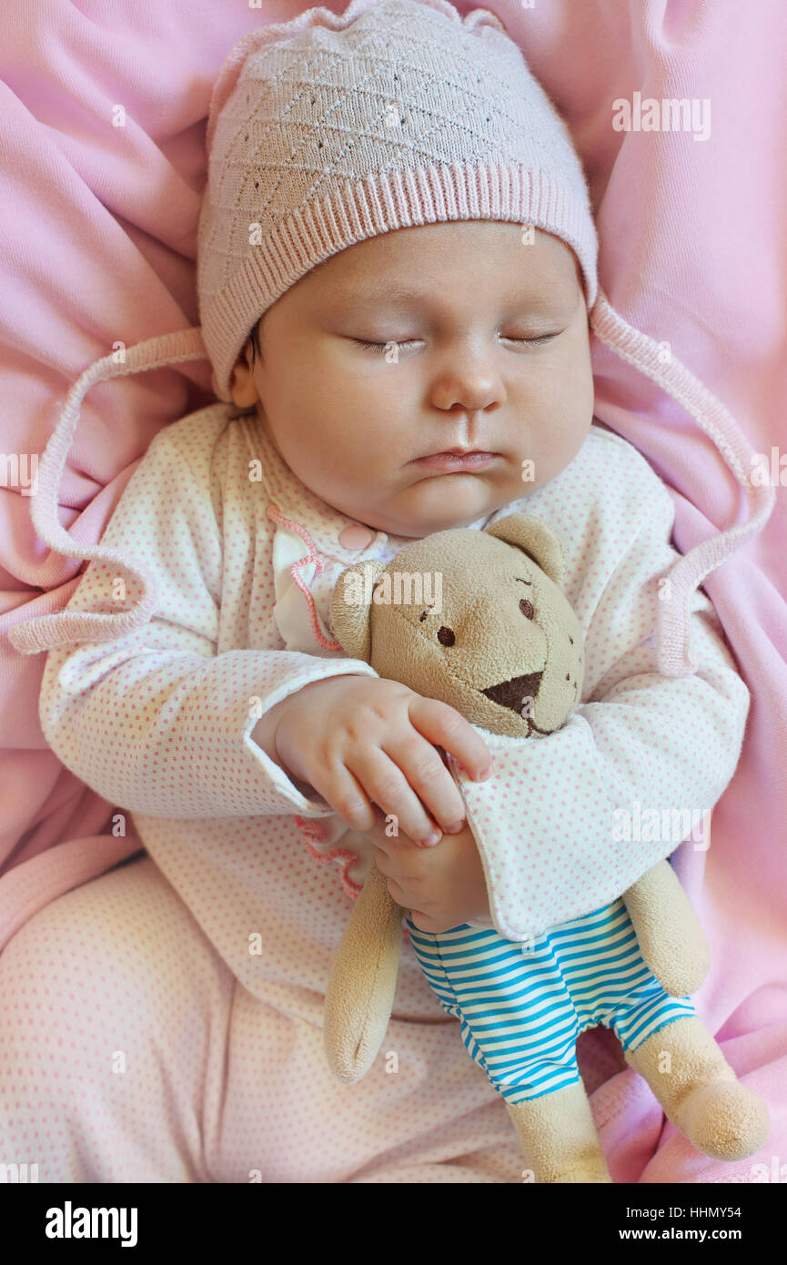 Susser Schlaf Kleines Baby Flach Zu Legen Stockfoto Bild