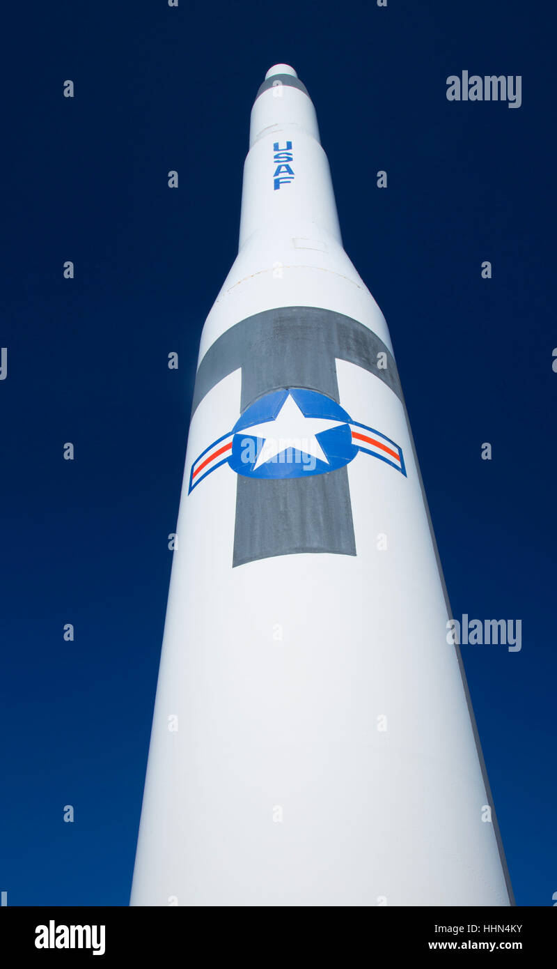 Minuteman I, Morton Thiokol (ATK) Rakete Display Box Elder County, Utah Stockfoto