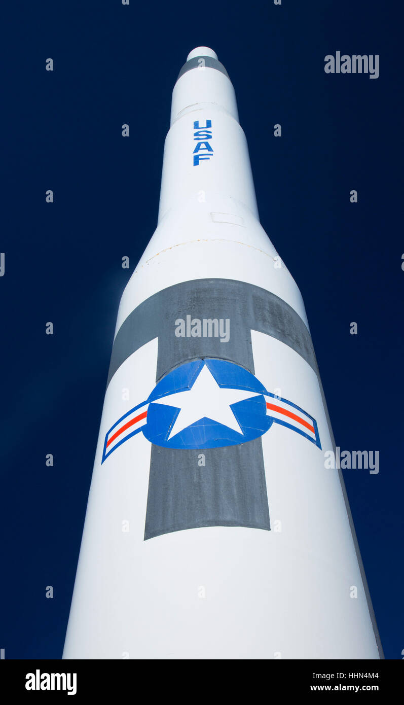 Minuteman I, Morton Thiokol (ATK) Rakete Display Box Elder County, Utah Stockfoto