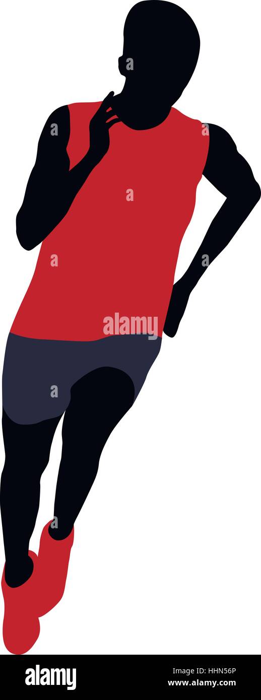 Athlet Mann läuft Sprint-Vektor-illustration Stock Vektor
