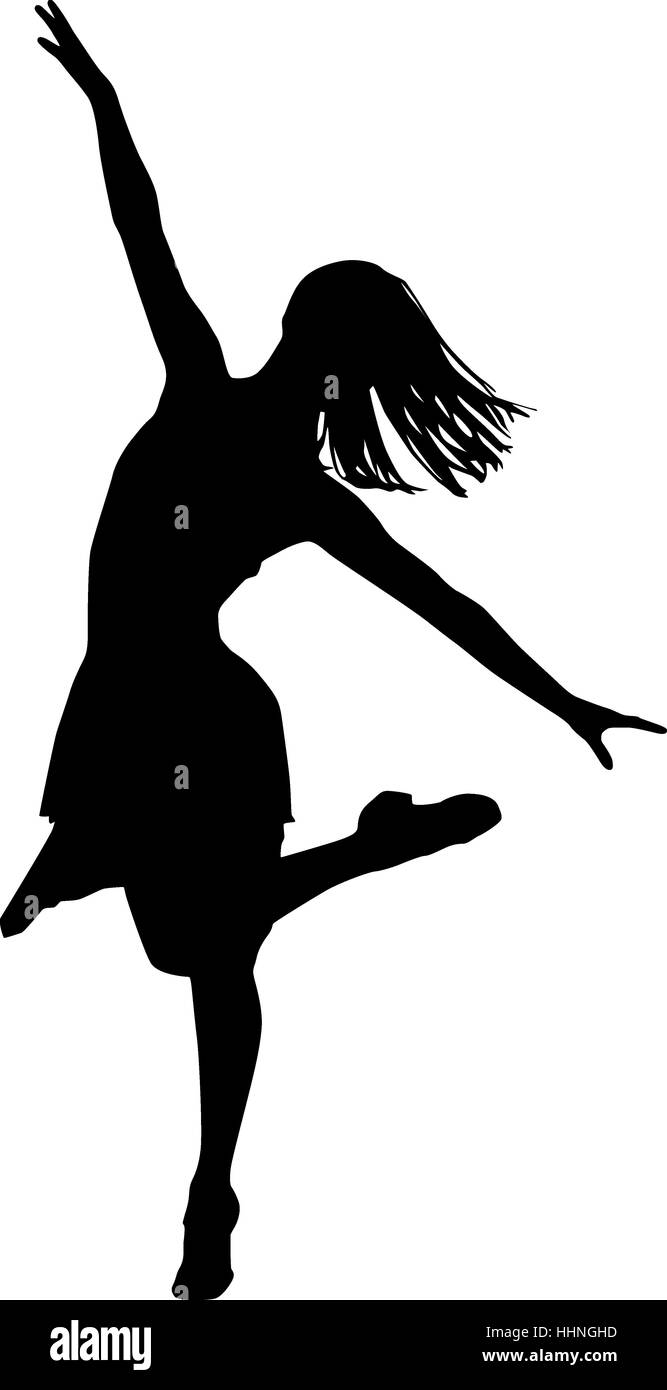 Tanzerin Silhouette Vektor Schwarze Weiss Madchen Stockfotografie Alamy