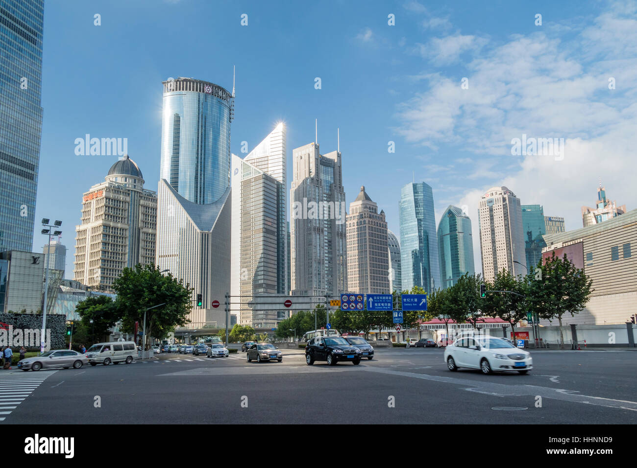Wolkenkratzer von Pudong New Area, Shanghai, China Stockfoto