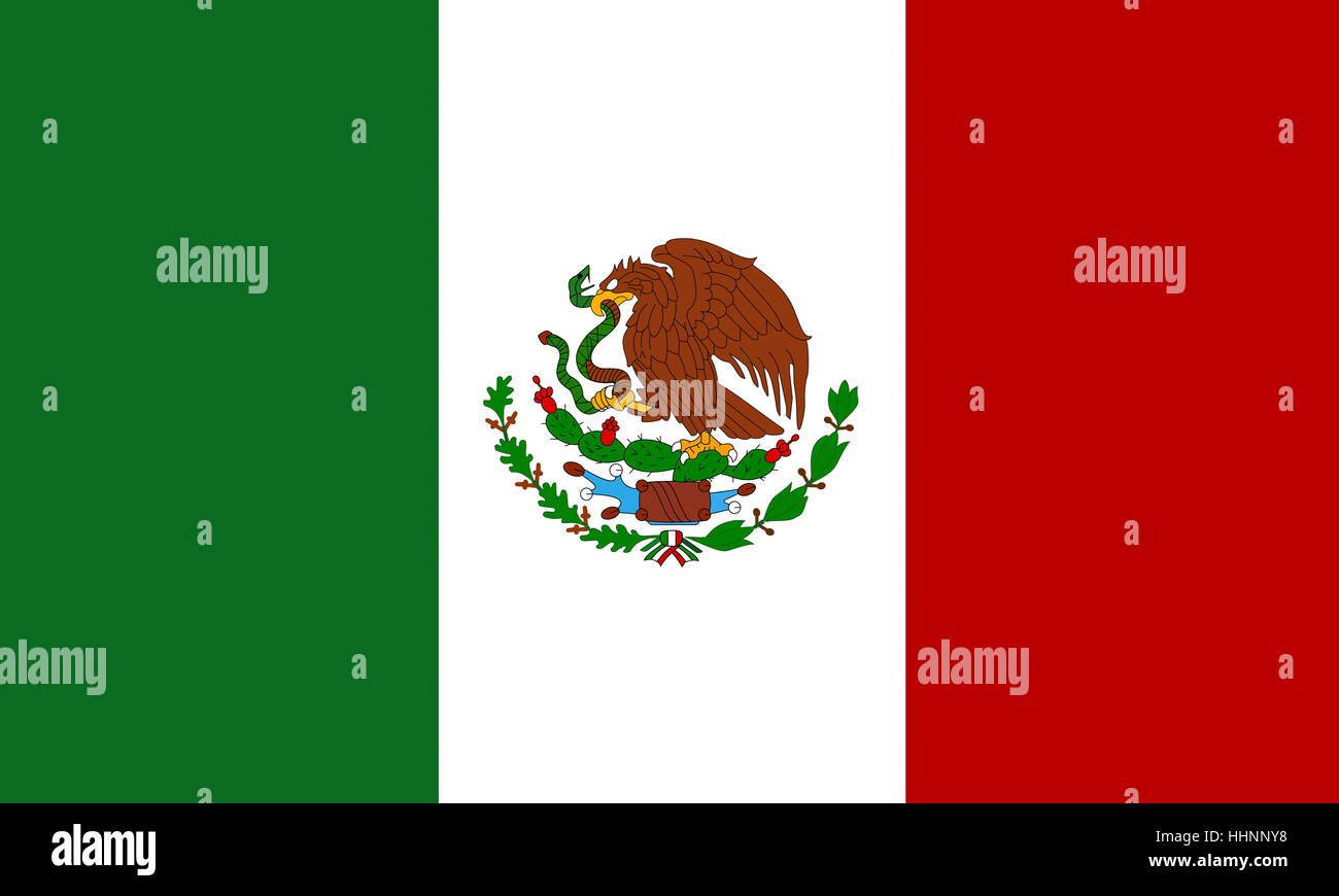 flache mexikanische Flagge Stockfoto