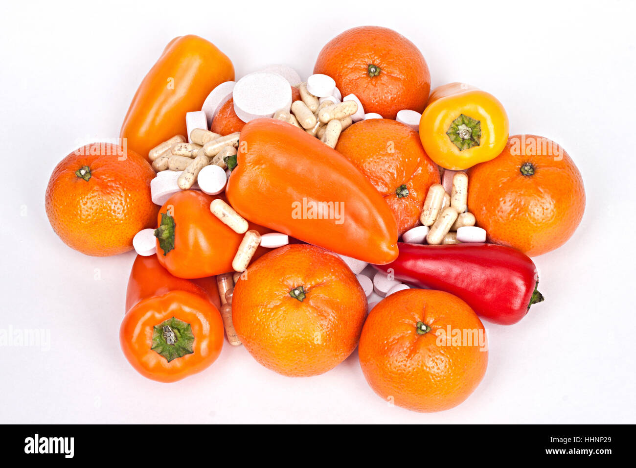 Gesundheit, insalubrious, Obst, Gemüse, Paprika, Paprika, Mandarinen, Orange, Stockfoto