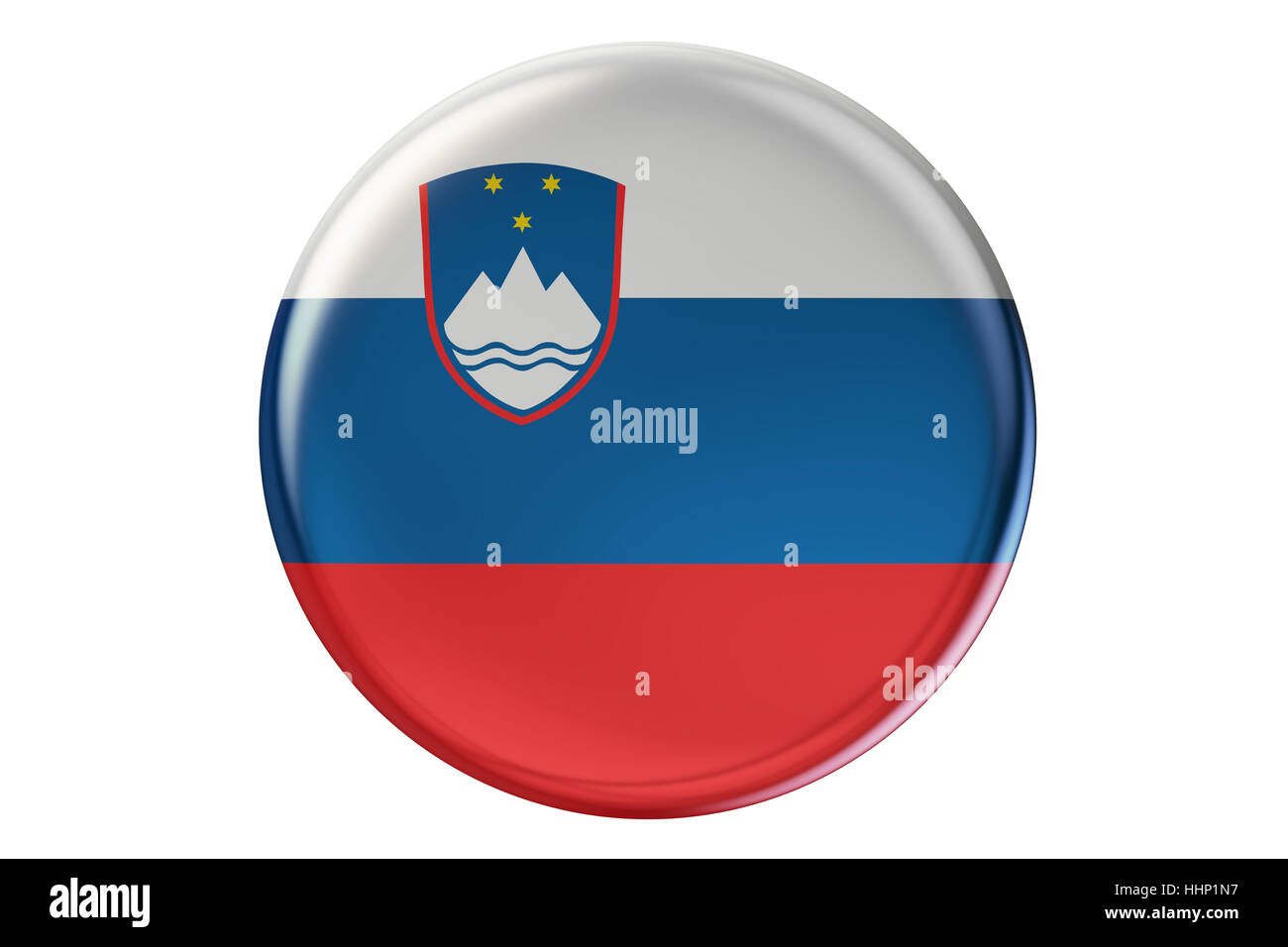 Badge mit Flagge Sloweniens, 3D-Rendering isolierten auf weißen Hintergrund Stockfoto