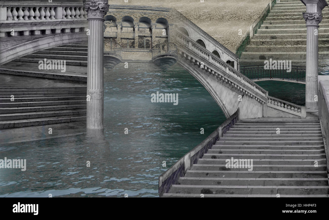 Treppen, Stein, Brücke, romantisch, Silber, Energie, Kraft, Strom, elektrische Stockfoto