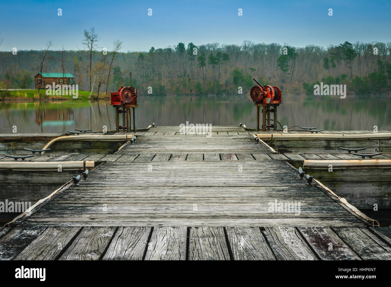 Bootsanlegestelle am Deam Lake State Recreation Area in Clark County Indiana Stockfoto