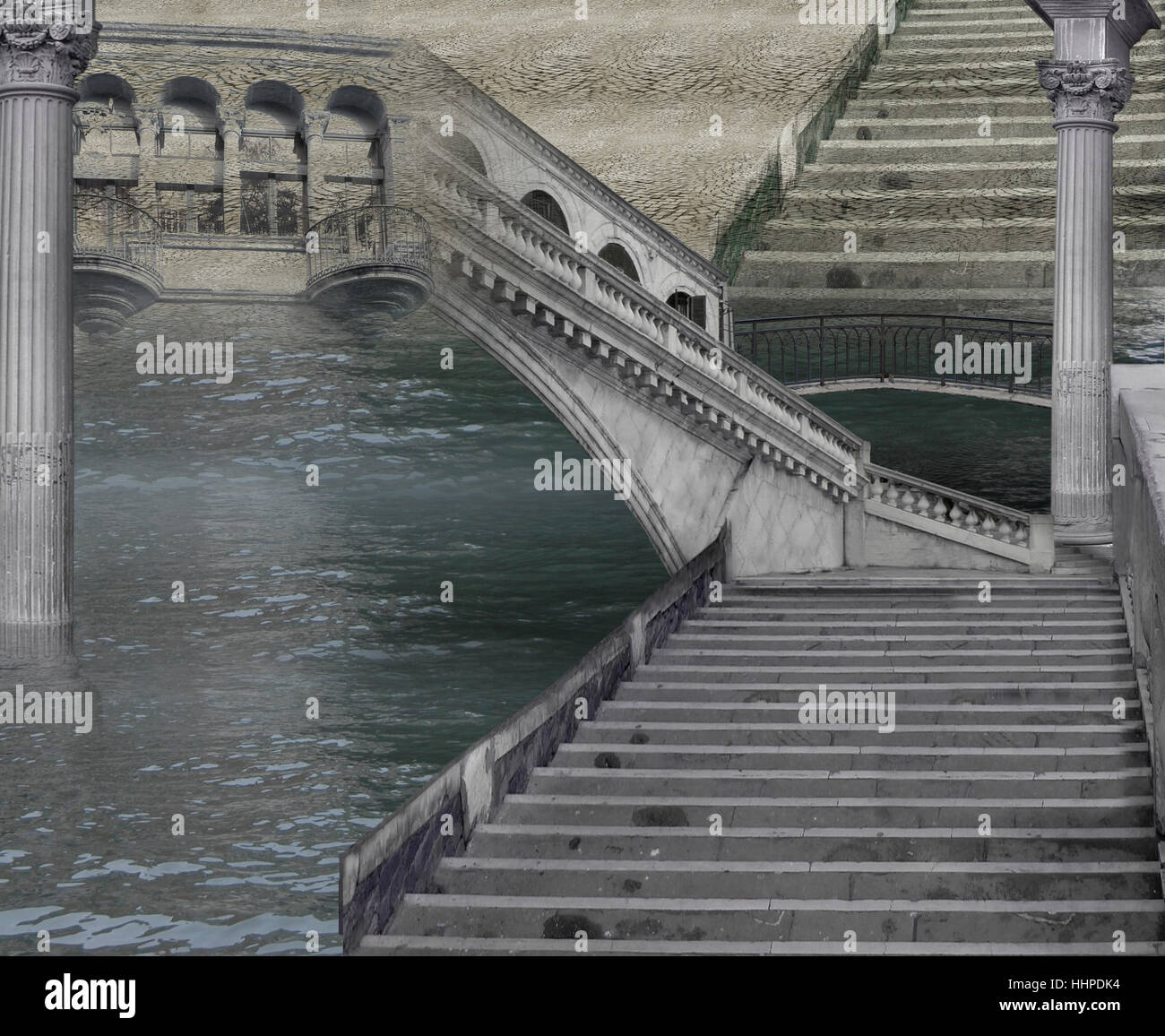 Treppen, Stein, Brücke, Silber, Fantasie, Marmor, magisch, Phantasie, Stockfoto
