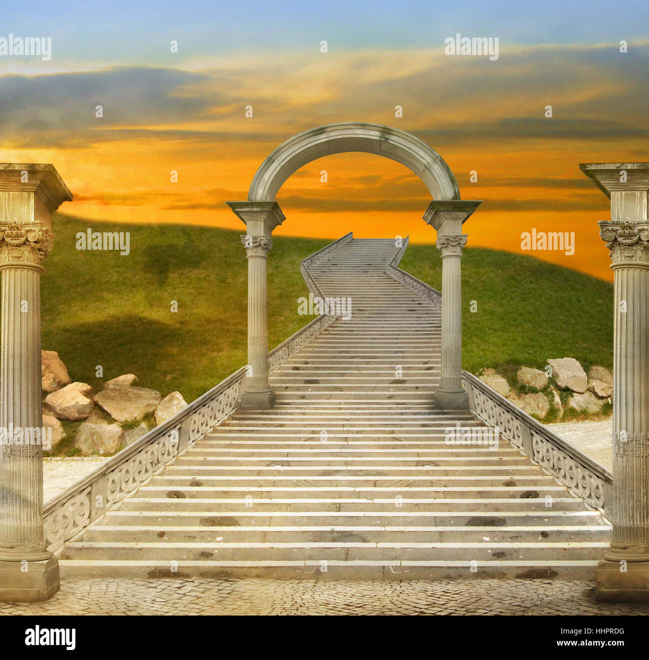 Treppen, Farbe, im Obergeschoss, Romantik, Fantasy, magische, Phantasie, Treppe, Stockfoto