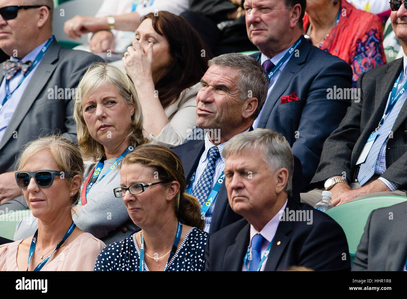 Dr. Ulrich Klaus (2. Reihe rechts), Präsident des deutschen Tennis Bund, DTB während der 2017 Australian Open in Melbourne Park, Australien Stockfoto