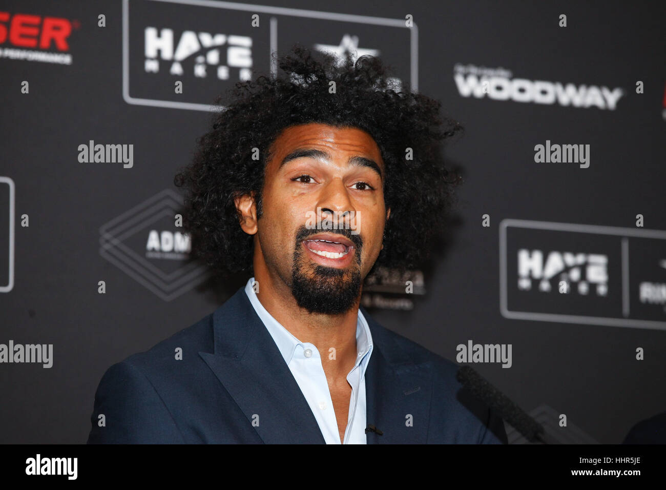 Park Plaza Riverbank, London, UK. 20. Januar 2017. David Haye. Haye Hayemaker Promotions unterzeichnet ein Abkommen mit Boxen Förderung Riese, Richard Schaefer, aus Hayemaker Ringstar setzen eine neue Promotion-Firma, um die Landschaft des Boxens Förderung zu ändern. Bildnachweis: Dinendra Haria/Alamy Live-Nachrichten Stockfoto