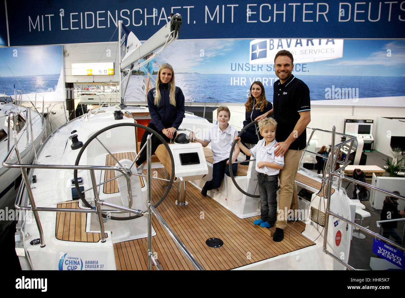 Boot Düsseldorf 2017 - die weltweit größte Segel- und Wasser Sport-Ausstellung.  Segelyacht Bavaria. Stockfoto