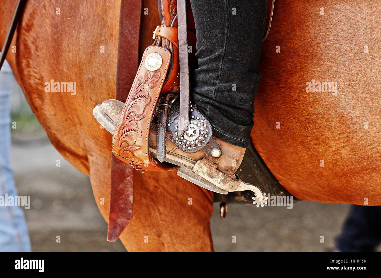 Reiten, Pferd, Amerika, western, Westernreiten, Reiten, Schuh, Sporen,  Zeichen Stockfotografie - Alamy