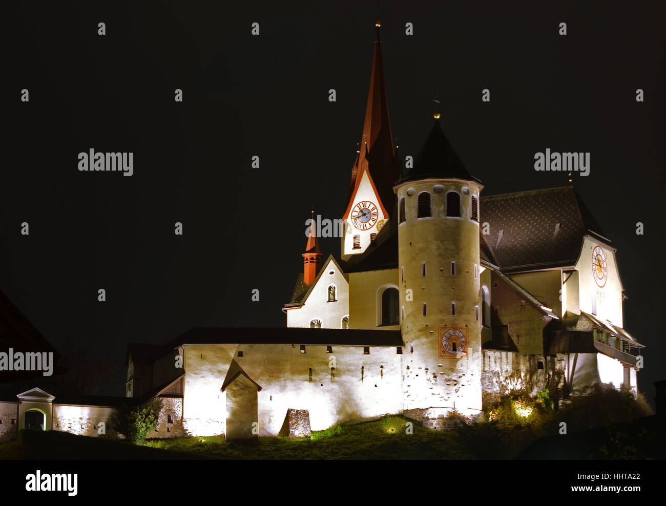 Kirche, Nacht, Nacht, Nacht Foto, Österreicher, Österreich, Stil Stockfoto