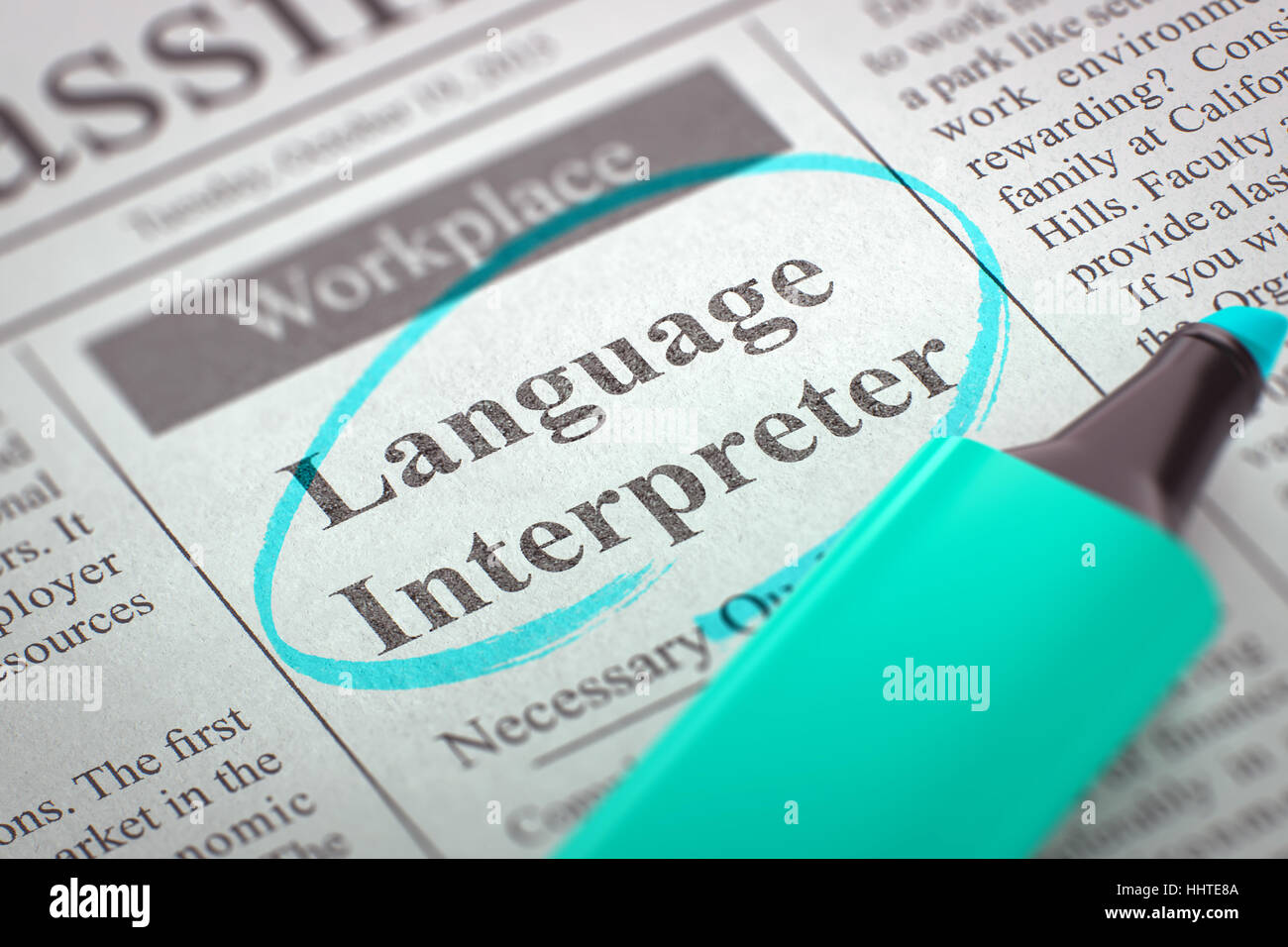 Sprache Dolmetscher jetzt mieten. 3D. Stockfoto