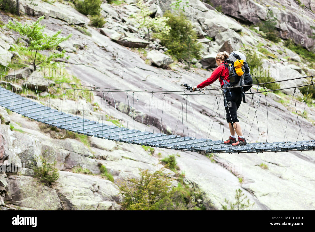 Frau, Wandern, Korsika, Berg, Frau, Mensch, Menschen, Menschen, Folk, Stockfoto