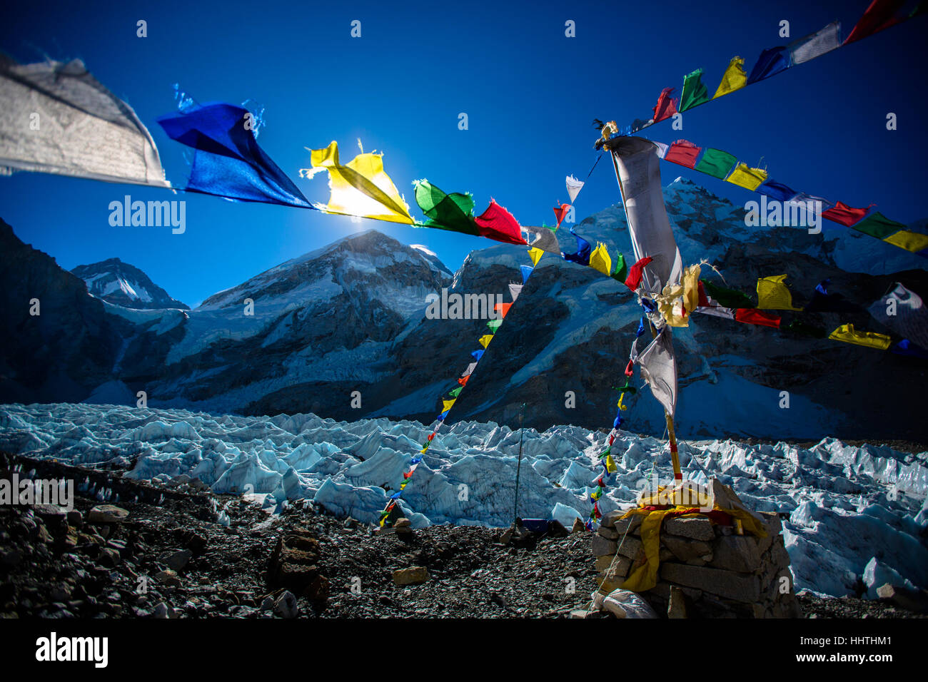 Everest-Basislager Stockfoto