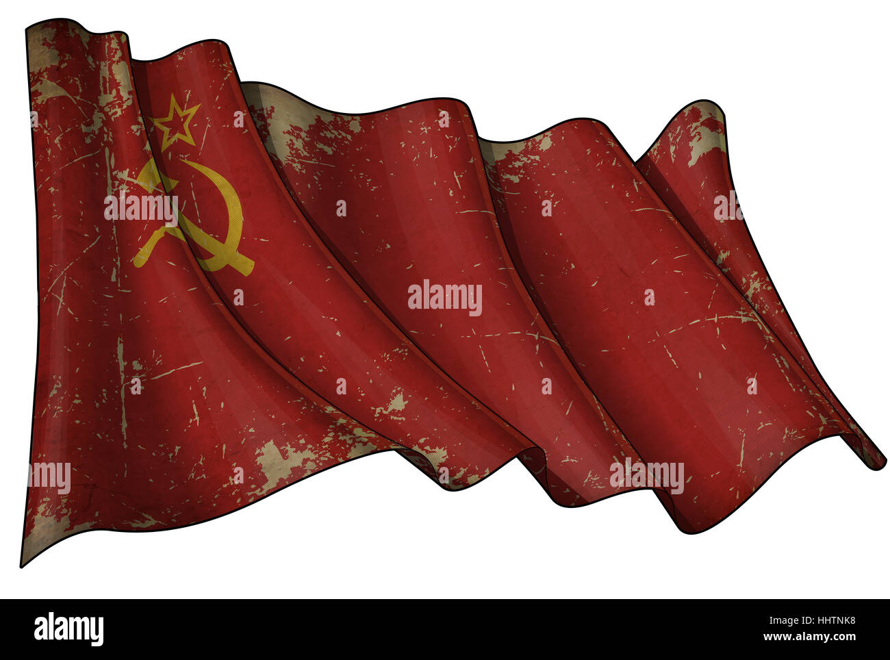 Flagge, Sowjetunion, russische, Kreml, Kommunisten, Nahaufnahme, rau, Sepia, Getreide, Stockfoto