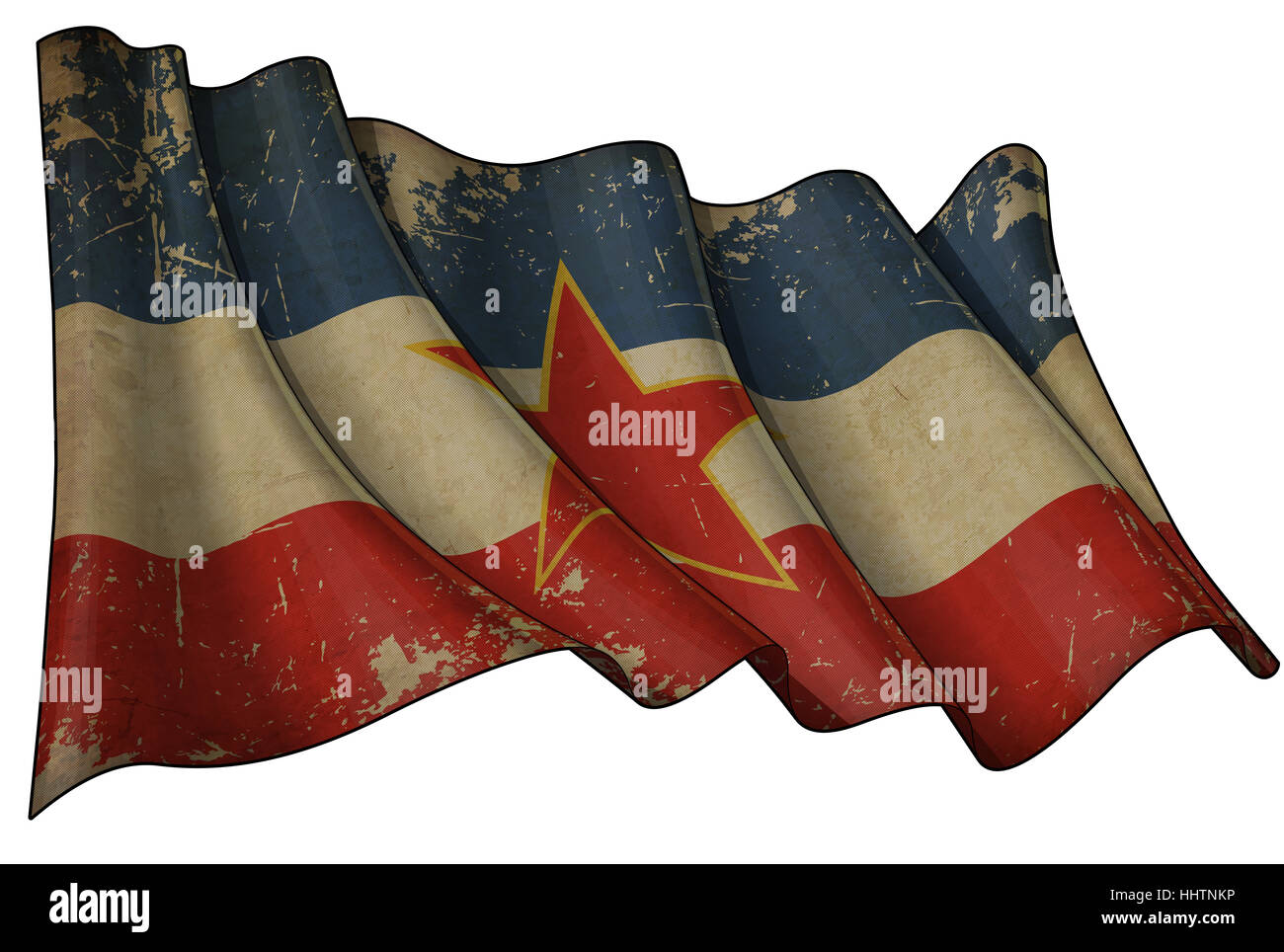 Flagge, gealtert, Jugoslawien, alt, Beschaffenheit, Sepia, Illustration, schmutzig, Flagge, Banner, Stockfoto