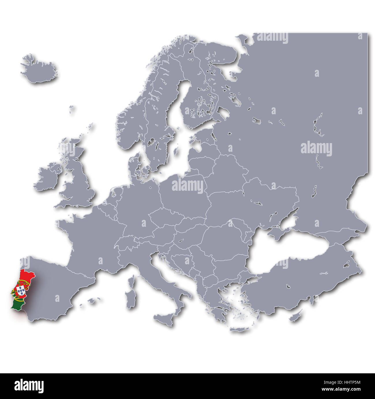 Europäische Karte von Portugal Stockfoto