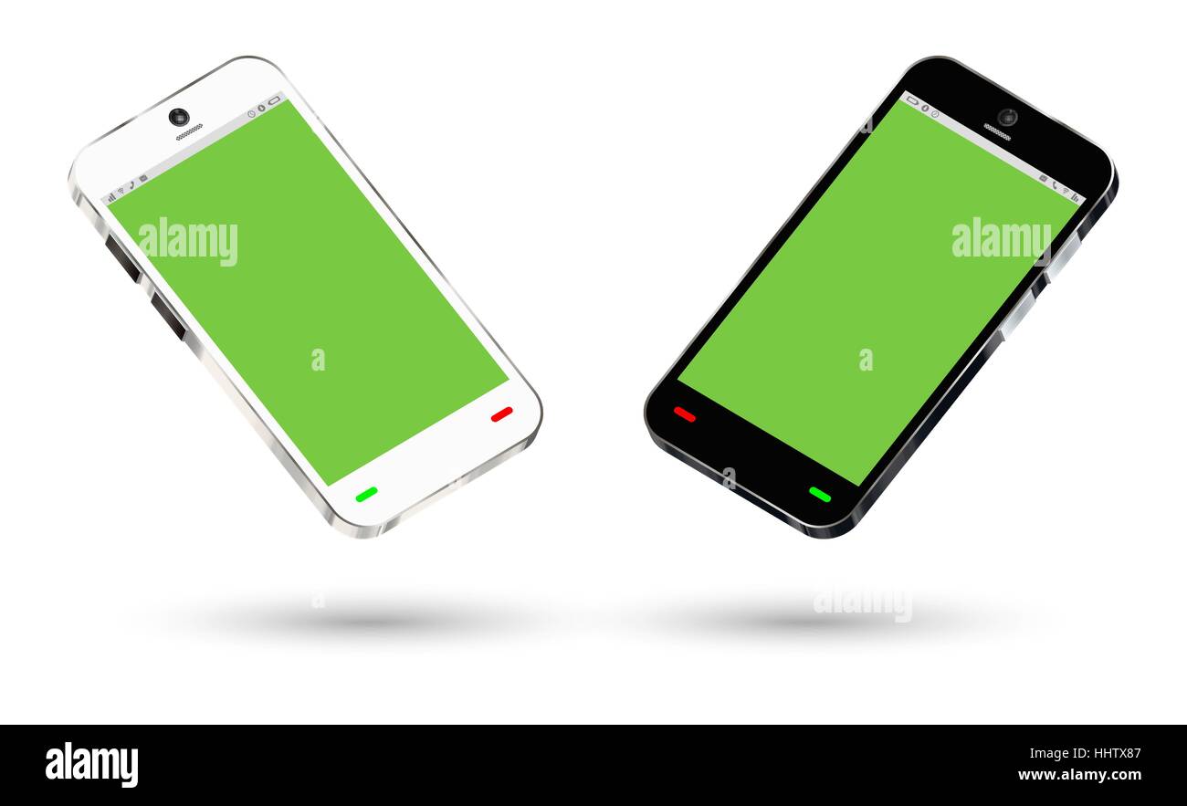 Seitenansicht eines Smartphones mit einem green-screen Stock Vektor
