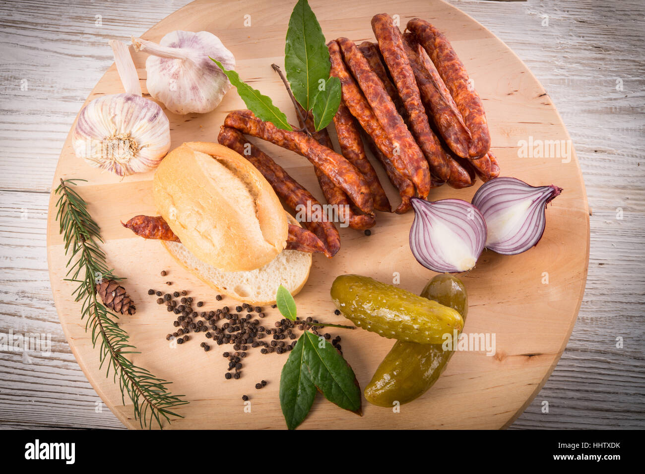 Frankfurterki weltweit bekannten und beliebten dünne Würstchen Stockfoto