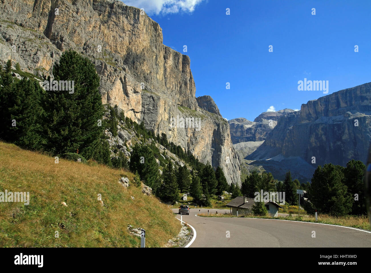 Berge, Dolomiten, Südtirol, Berg, Straße, Straße, Italien, schön, Stockfoto