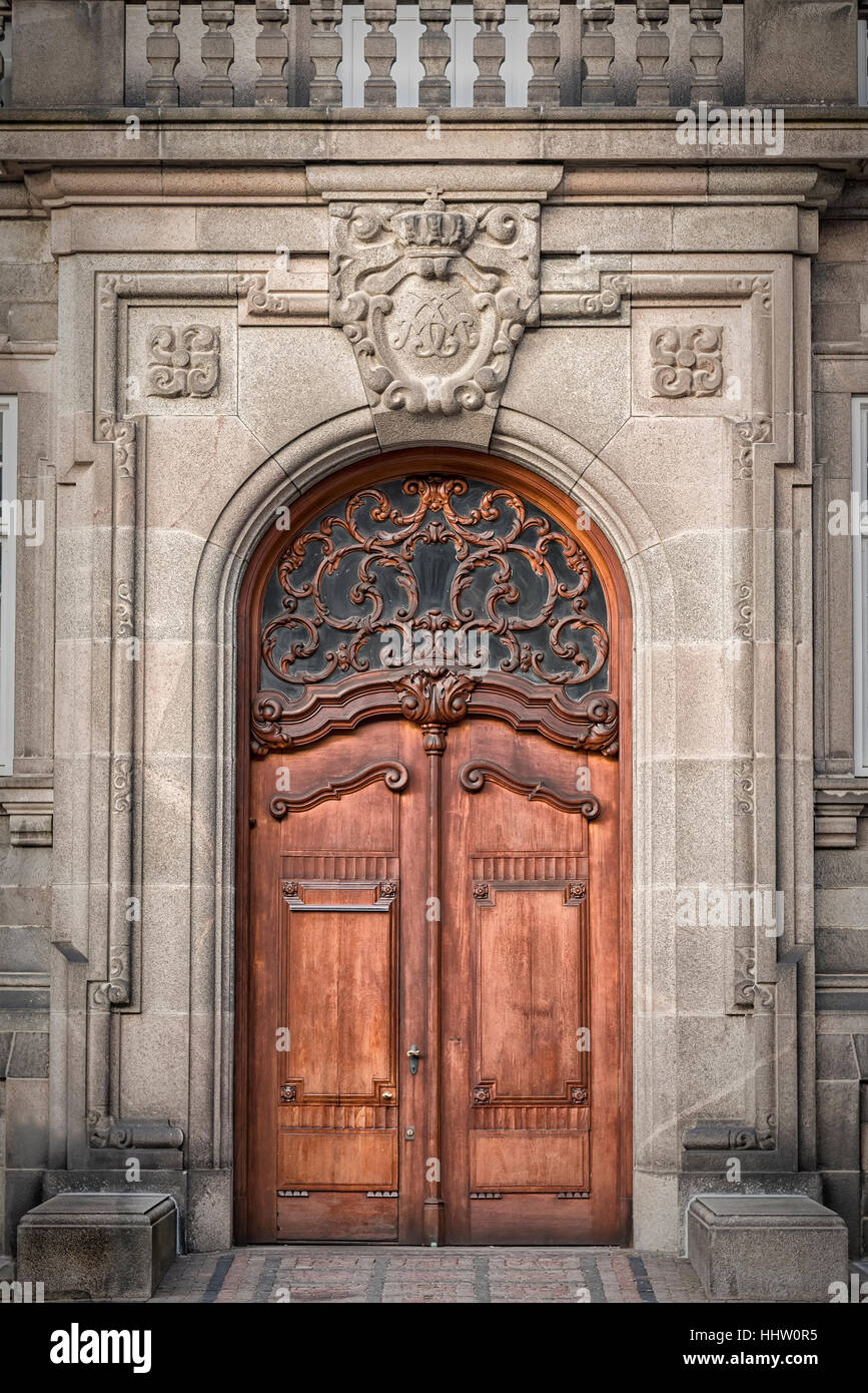 Tür-Eingang zu den Hallen der Christianborg Palast in Kopenhagen, Dänemark Stockfoto