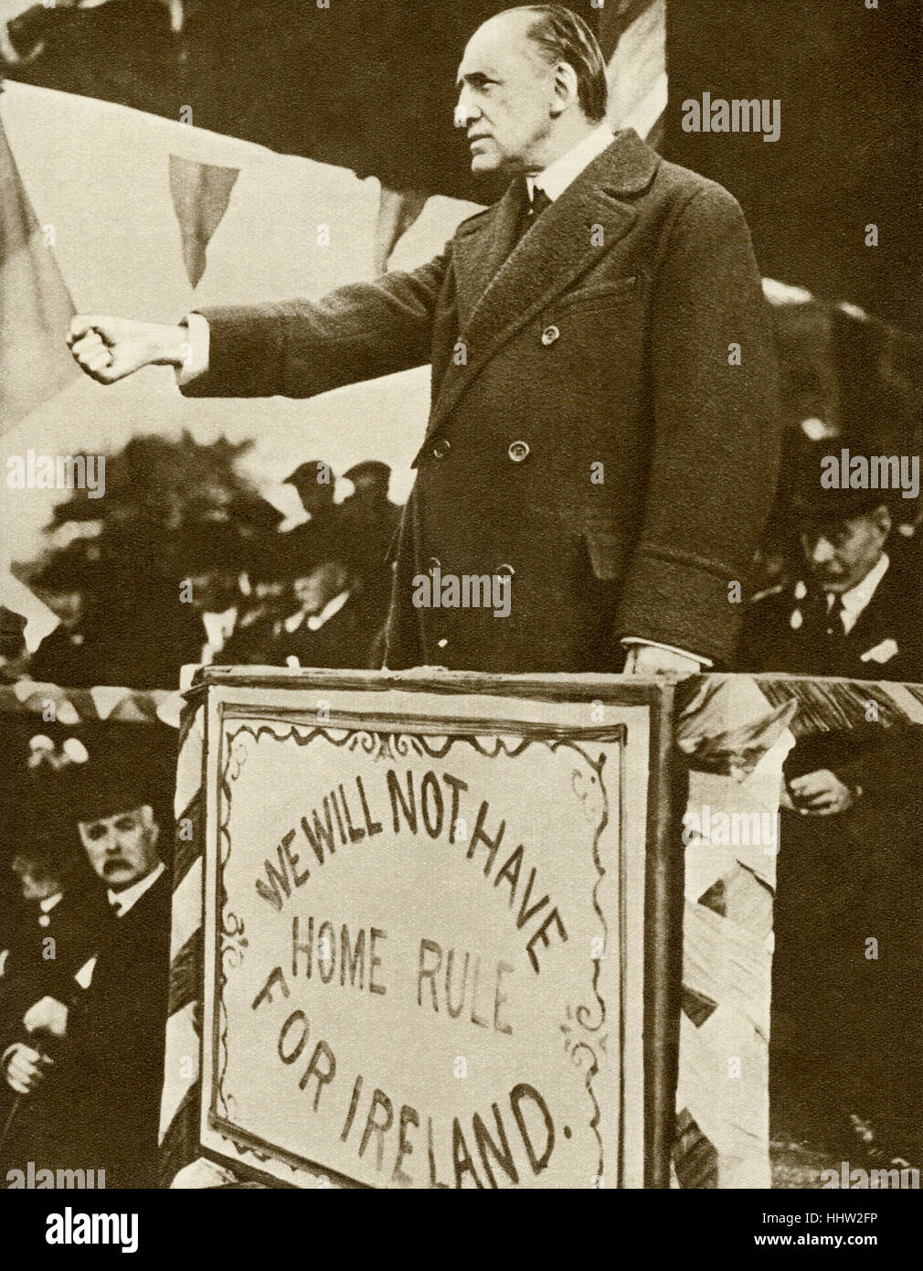 Edward Carson (9. Februar 1854 – 22. Oktober 1935), irischer Gewerkschafter Politiker sprechen in Ulster im Jahre 1912 Stockfoto