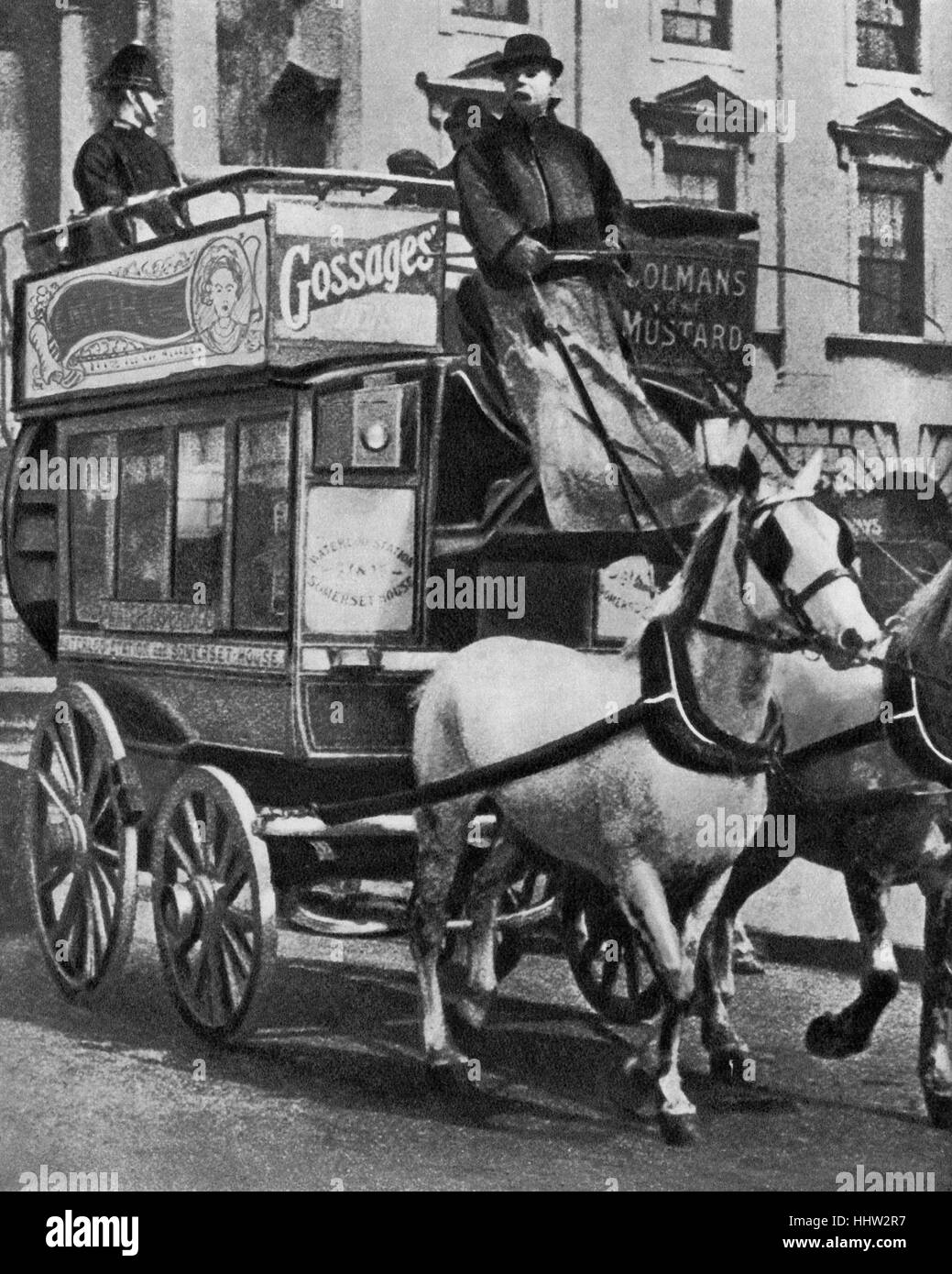 Bus Pferd / Pferden gezogenen Omnibus, 1910. Stockfoto