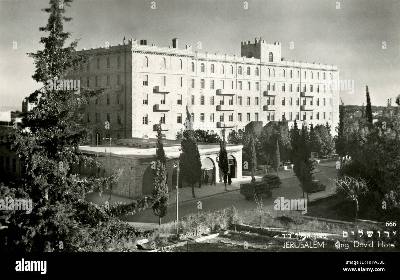 Jerusalem, das King David Hotel. Website der Irgun versuchen, es zu sprengen Stockfoto