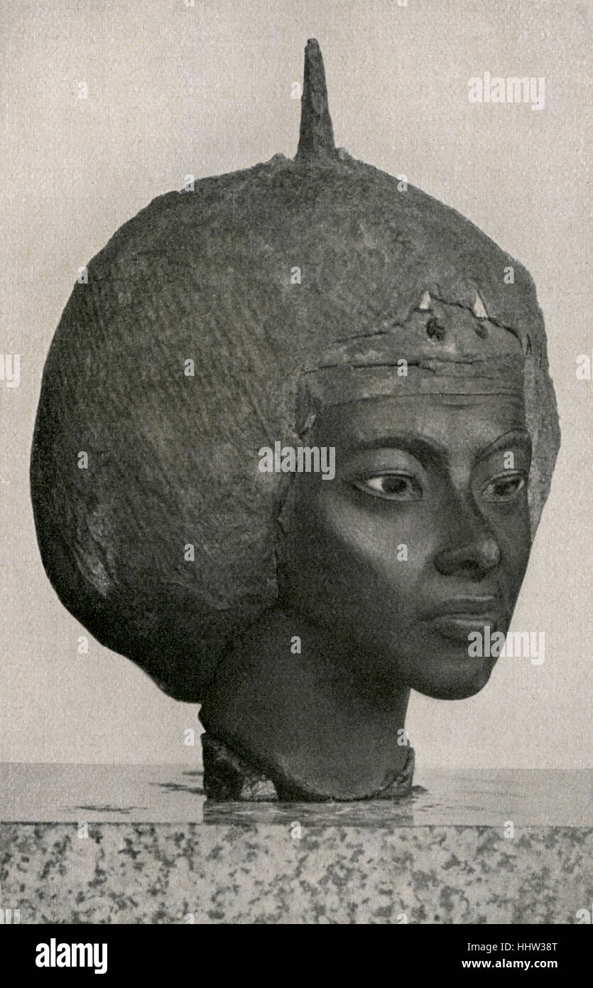 Kopf der Königin Teje Teje Taia / Ti / und Tiyi. Tochter von Juja und Tjuyu.  Sie war die große königliche Gemahlin des ägyptischen Pharaos Stockfoto