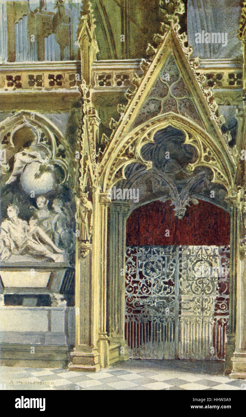 Westminster Abbey, Eingang zum Chor, die das souveräne für seine Krönung 1902 Abbildung durchläuft Stockfoto