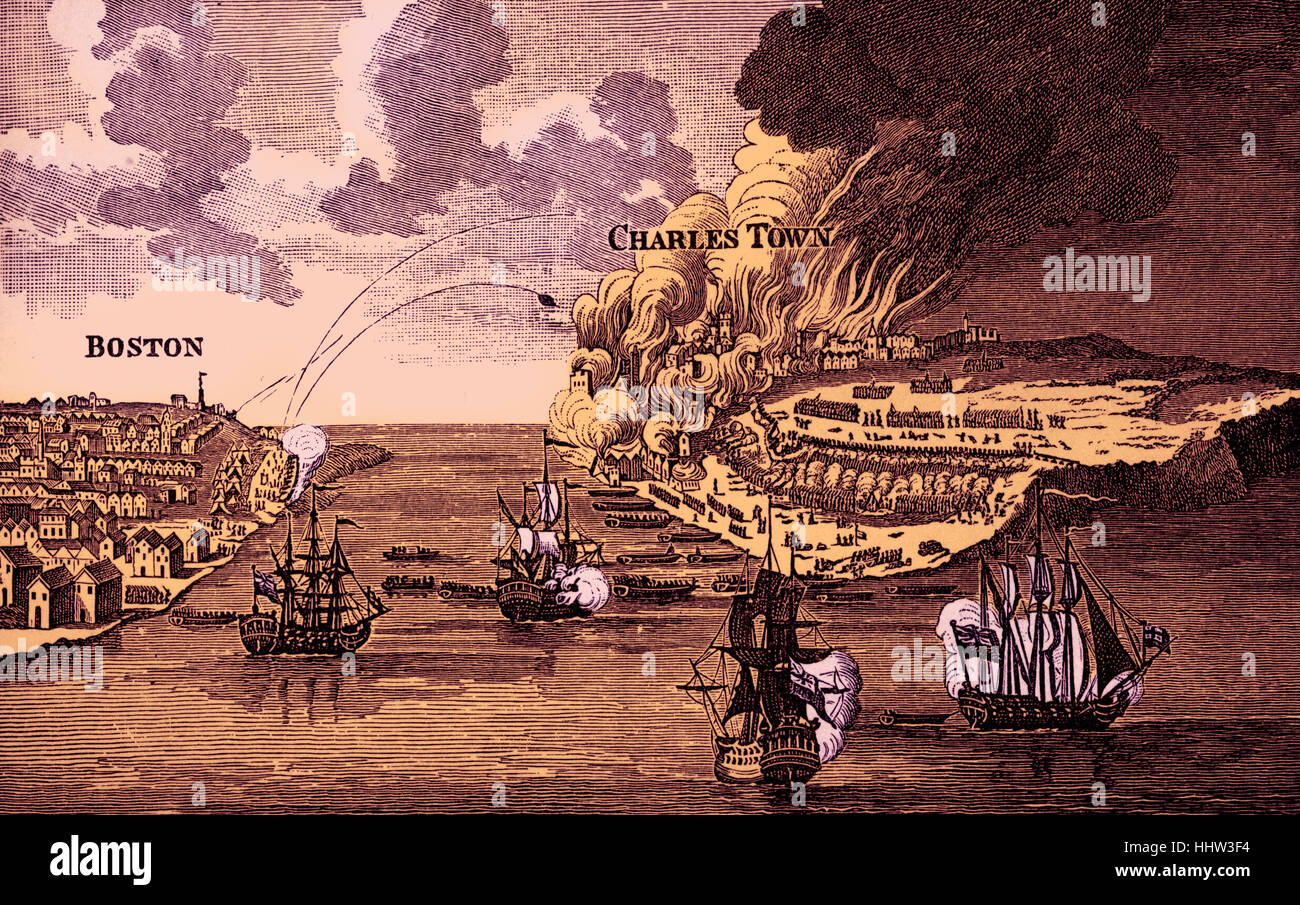 Angriff auf die Bunker Hill und Verbrennung von Charlestown. Die