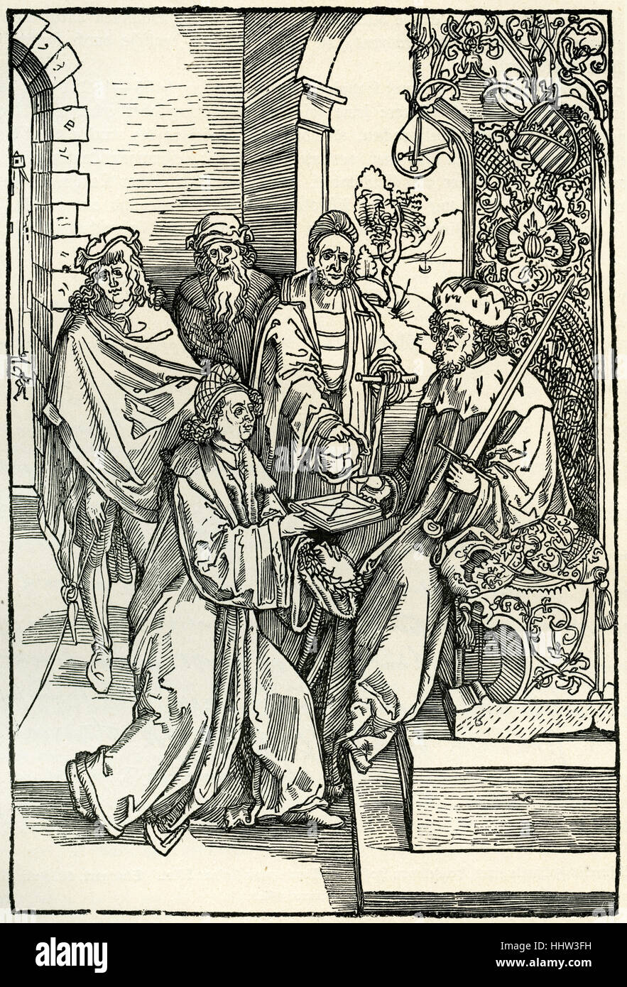 Conrad Celtes (1 Februar 1459 – 4 Februar 1508), deutscher Renaissance-Humanist und Dichter, seine Werke zu präsentieren Stockfoto
