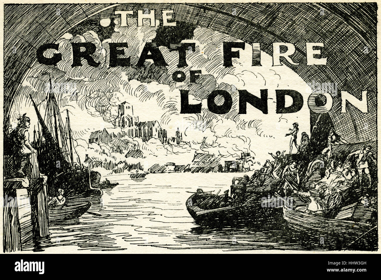 Der große Brand von London.  2 September - 5. September 1666. Stockfoto