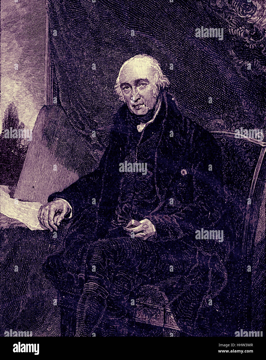 James Watt, aus einem Kupferstich von C. Turner, nach einem Porträt von Sir T. Lawrence. Watt, schottischer Erfinder und Mechanik Stockfoto