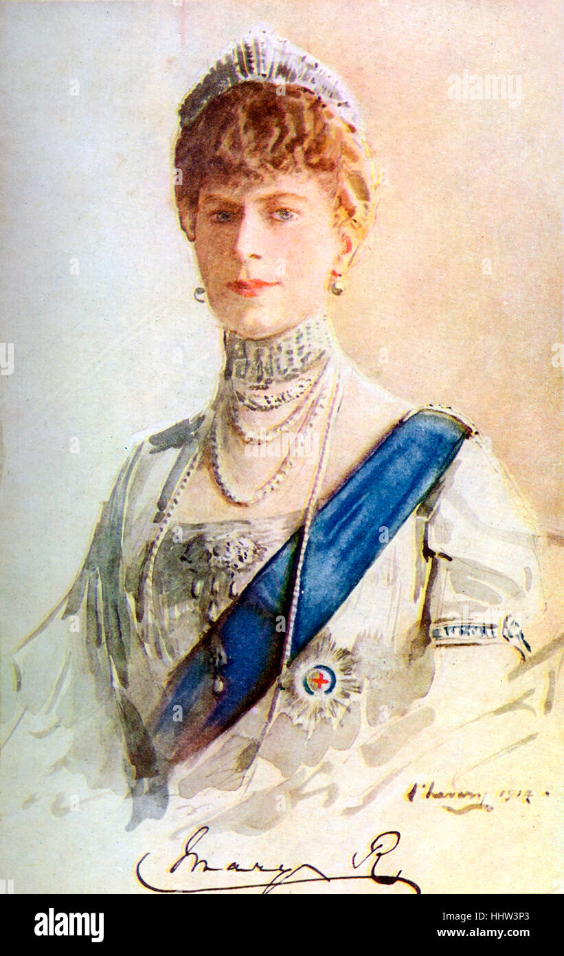 Queen Sie Mary (Mary von Teck), nach Gemälde von John Lavery. Queen Consort, Frau von König George V. 26 Mai 1867 – 24. März 1953. Stockfoto