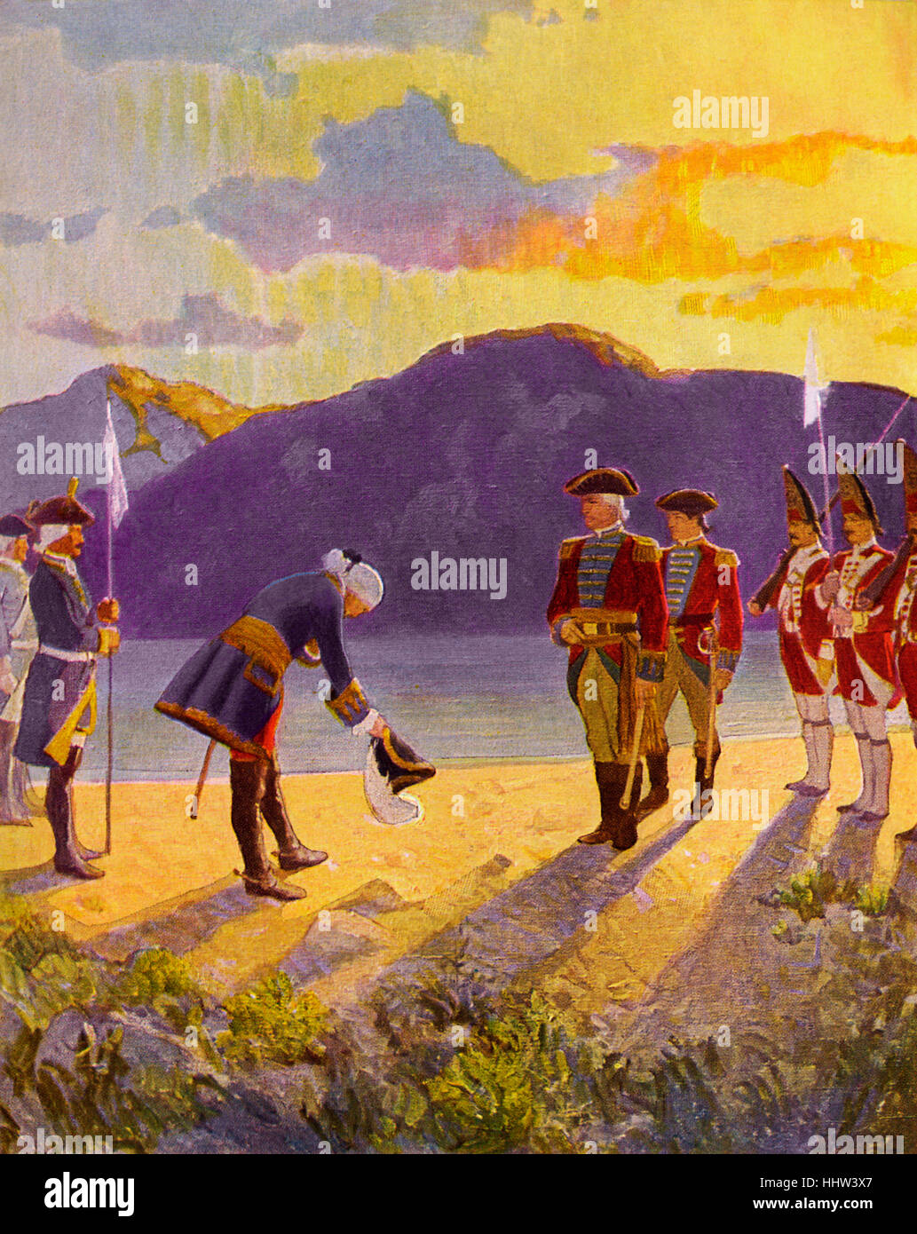 Der letzte der Mohikaner; eine Erzählung von 1757 von James Fenimore Cooper. Bildunterschrift lautet: "das Treffen der Generäle. Sobald Stockfoto